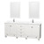 Wyndham WCV800080DWHWCUNSM24 Acclaim 80 Inch Double Bathroom Vanity in White, White Cultured Marble Countertop, Undermount Square Sinks, 24 Inch Mirrors