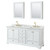 Wyndham WCS202072DWGCMUNSMED Deborah 72 Inch Double Bathroom Vanity in White, White Carrara Marble Countertop, Undermount Square Sinks, Brushed Gold Trim, Medicine Cabinets