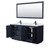 Wyndham WCF292972DBBCMUNSM70 Miranda 72 Inch Double Bathroom Vanity in Dark Blue, White Carrara Marble Countertop, Undermount Square Sinks, Matte Black Trim, 70 Inch Mirror
