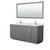 Wyndham WCF292972DGGCMUNSM70 Miranda 72 Inch Double Bathroom Vanity in Dark Gray, White Carrara Marble Countertop, Undermount Square Sinks, Brushed Gold Trim, 70 Inch Mirror