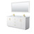 Wyndham WCF292972DWGCMUNSM70 Miranda 72 Inch Double Bathroom Vanity in White, White Carrara Marble Countertop, Undermount Square Sinks, Brushed Gold Trim, 70 Inch Mirror