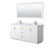 Wyndham WCF292972DWHCMUNSM70 Miranda 72 Inch Double Bathroom Vanity in White, White Carrara Marble Countertop, Undermount Square Sinks, Brushed Nickel Trim, 70 Inch Mirror