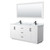 Wyndham WCF292972DWBCMUNSM70 Miranda 72 Inch Double Bathroom Vanity in White, White Carrara Marble Countertop, Undermount Square Sinks, Matte Black Trim, 70 Inch Mirror