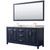 Wyndham WCV252572DBLCMUNSM70 Daria 72 Inch Double Bathroom Vanity in Dark Blue, White Carrara Marble Countertop, Undermount Square Sinks, 70 Inch Mirror