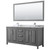 Wyndham WCV252572DKGCMUNSM70 Daria 72 Inch Double Bathroom Vanity in Dark Gray, White Carrara Marble Countertop, Undermount Square Sinks, and 70 Inch Mirror