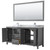 Wyndham WCV252572DKGCMUNSM70 Daria 72 Inch Double Bathroom Vanity in Dark Gray, White Carrara Marble Countertop, Undermount Square Sinks, and 70 Inch Mirror