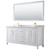 Wyndham WCV252572DWGCMUNSM70 Daria 72 Inch Double Bathroom Vanity in White, White Carrara Marble Countertop, Undermount Square Sinks, 70 Inch Mirror, Brushed Gold Trim