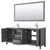 Wyndham WCV252580DKGC2UNSM70 Daria 80 Inch Double Bathroom Vanity in Dark Gray, Light-Vein Carrara Cultured Marble Countertop, Undermount Square Sinks, 70 Inch Mirror