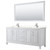 Wyndham WCV252580DWHC2UNSM70 Daria 80 Inch Double Bathroom Vanity in White, Light-Vein Carrara Cultured Marble Countertop, Undermount Square Sinks, 70 Inch Mirror