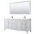 Wyndham WCV252580DWHWCUNSM70 Daria 80 Inch Double Bathroom Vanity in White, White Cultured Marble Countertop, Undermount Square Sinks, 70 Inch Mirror