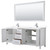 Wyndham WCV252580DWHWCUNSM70 Daria 80 Inch Double Bathroom Vanity in White, White Cultured Marble Countertop, Undermount Square Sinks, 70 Inch Mirror