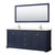 Wyndham WCV232380DBLC2UNSM70 Avery 80 Inch Double Bathroom Vanity in Dark Blue, Light-Vein Carrara Cultured Marble Countertop, Undermount Square Sinks, 70 Inch Mirror