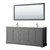 Wyndham WCV232380DKGC2UNSM70 Avery 80 Inch Double Bathroom Vanity in Dark Gray, Light-Vein Carrara Cultured Marble Countertop, Undermount Square Sinks, 70 Inch Mirror