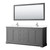 Wyndham WCV232380DKGWCUNSM70 Avery 80 Inch Double Bathroom Vanity in Dark Gray, White Cultured Marble Countertop, Undermount Square Sinks, 70 Inch Mirror