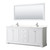 Wyndham WCV232380DWHC2UNSM70 Avery 80 Inch Double Bathroom Vanity in White, Light-Vein Carrara Cultured Marble Countertop, Undermount Square Sinks, 70 Inch Mirror