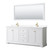 Wyndham WCV232380DWGWCUNSM70 Avery 80 Inch Double Bathroom Vanity in White, White Cultured Marble Countertop, Undermount Square Sinks, 70 Inch Mirror, Brushed Gold Trim