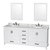 Wyndham WCS141480DWHCMUNOM24 Sheffield 80 Inch Double Bathroom Vanity in White, White Carrara Marble Countertop, Undermount Oval Sinks, and 24 Inch Mirrors