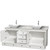 Wyndham WCV800080DWHCMD2WMXX Acclaim 80 Inch Double Bathroom Vanity in White, White Carrara Marble Countertop, Pyra White Porcelain Sinks, and No Mirrors