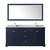 Wyndham WCV232372DBLCMUNSM70 Avery 72 Inch Double Bathroom Vanity in Dark Blue, White Carrara Marble Countertop, Undermount Square Sinks, and 70 Inch Mirror