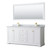 Wyndham WCV232372DWGCMUNSM70 Avery 72 Inch Double Bathroom Vanity in White, White Carrara Marble Countertop, Undermount Square Sinks, 70 Inch Mirror, Brushed Gold Trim