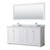 Wyndham WCV232372DWHCMUNSM70 Avery 72 Inch Double Bathroom Vanity in White, White Carrara Marble Countertop, Undermount Square Sinks, and 70 Inch Mirror