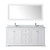 Wyndham WCV232372DWHCMUNSM70 Avery 72 Inch Double Bathroom Vanity in White, White Carrara Marble Countertop, Undermount Square Sinks, and 70 Inch Mirror