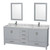 Wyndham WCS141480DGYCMUNSM24 Sheffield 80 Inch Double Bathroom Vanity in Gray, White Carrara Marble Countertop, Undermount Square Sinks, and 24 Inch Mirrors
