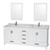 Wyndham WCS141480DWHCMUNSM24 Sheffield 80 Inch Double Bathroom Vanity in White, White Carrara Marble Countertop, Undermount Square Sinks, and 24 Inch Mirrors