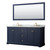 Wyndham WCV232372DBLCMUNOM70 Avery 72 Inch Double Bathroom Vanity in Dark Blue, White Carrara Marble Countertop, Undermount Oval Sinks, and 70 Inch Mirror