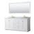 Wyndham WCV232372DWGCMUNOM70 Avery 72 Inch Double Bathroom Vanity in White, White Carrara Marble Countertop, Undermount Oval Sinks, 70 Inch Mirror, Brushed Gold Trim