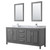 Wyndham WCV252580DKGCMUNSM24 Daria 80 Inch Double Bathroom Vanity in Dark Gray, White Carrara Marble Countertop, Undermount Square Sinks, and 24 Inch Mirrors