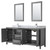 Wyndham WCV252580DKGCMUNSM24 Daria 80 Inch Double Bathroom Vanity in Dark Gray, White Carrara Marble Countertop, Undermount Square Sinks, and 24 Inch Mirrors