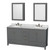 Wyndham WCS141472DKGCMUNOMED Sheffield 72 Inch Double Bathroom Vanity in Dark Gray, White Carrara Marble Countertop, Undermount Oval Sinks, and Medicine Cabinets