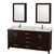 Wyndham WCS141472DESCMUNSMED Sheffield 72 Inch Double Bathroom Vanity in Espresso, White Carrara Marble Countertop, Undermount Square Sinks, and Medicine Cabinets