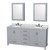 Wyndham WCS141472DGYCMUNOMED Sheffield 72 Inch Double Bathroom Vanity in Gray, White Carrara Marble Countertop, Undermount Oval Sinks, and Medicine Cabinets