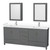 Wyndham WCS141480DKGWCUNSMED Sheffield 80 Inch Double Bathroom Vanity in Dark Gray, White Cultured Marble Countertop, Undermount Square Sinks, Medicine Cabinets