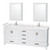 Wyndham WCS141480DWHC2UNSMED Sheffield 80 Inch Double Bathroom Vanity in White, Carrara Cultured Marble Countertop, Undermount Square Sinks, Medicine Cabinets