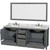 Wyndham WCS141480DKGCMUNOM70 Sheffield 80 Inch Double Bathroom Vanity in Dark Gray, White Carrara Marble Countertop, Undermount Oval Sinks, and 70 Inch Mirror