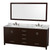 Wyndham WCS141480DESCMUNOM70 Sheffield 80 Inch Double Bathroom Vanity in Espresso, White Carrara Marble Countertop, Undermount Oval Sinks, and 70 Inch Mirror
