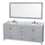 Wyndham WCS141480DGYCMUNOM70 Sheffield 80 Inch Double Bathroom Vanity in Gray, White Carrara Marble Countertop, Undermount Oval Sinks, and 70 Inch Mirror