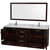 Wyndham WCS141480DESCMUNSM70 Sheffield 80 Inch Double Bathroom Vanity in Espresso, White Carrara Marble Countertop, Undermount Square Sinks, and 70 Inch Mirror