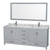 Wyndham WCS141480DGYCMUNSM70 Sheffield 80 Inch Double Bathroom Vanity in Gray, White Carrara Marble Countertop, Undermount Square Sinks, and 70 Inch Mirror