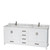 Wyndham WCS141480DWHCMUNSM70 Sheffield 80 Inch Double Bathroom Vanity in White, White Carrara Marble Countertop, Undermount Square Sinks, and 70 Inch Mirror