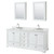 Wyndham WCS202080DWHCMUNSMED Deborah 80 Inch Double Bathroom Vanity in White, White Carrara Marble Countertop, Undermount Square Sinks, and Medicine Cabinets