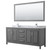 Wyndham WCV252580DKGCMUNSM70 Daria 80 Inch Double Bathroom Vanity in Dark Gray, White Carrara Marble Countertop, Undermount Square Sinks, and 70 Inch Mirror