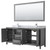 Wyndham WCV252580DKGCMUNSM70 Daria 80 Inch Double Bathroom Vanity in Dark Gray, White Carrara Marble Countertop, Undermount Square Sinks, and 70 Inch Mirror
