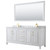 Wyndham WCV252580DWGCMUNSM70 Daria 80 Inch Double Bathroom Vanity in White, White Carrara Marble Countertop, Undermount Square Sinks, 70 Inch Mirror, Brushed Gold Trim