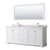 Wyndham WCV232380DWGCMUNSM70 Avery 80 Inch Double Bathroom Vanity in White, White Carrara Marble Countertop, Undermount Square Sinks, 70 Inch Mirror, Brushed Gold Trim