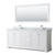 Wyndham WCV232380DWHCMUNSM70 Avery 80 Inch Double Bathroom Vanity in White, White Carrara Marble Countertop, Undermount Square Sinks, and 70 Inch Mirror