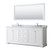 Wyndham WCV232380DWHCMUNOM70 Avery 80 Inch Double Bathroom Vanity in White, White Carrara Marble Countertop, Undermount Oval Sinks, and 70 Inch Mirror